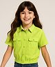 Pine Kids Poplin Woven Half Sleeves Top with Pockets - Limegreen