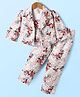 Enfance Cotton Full Sleeves Floral Printed Jacket With Coordinating Crop Top & Pant Set - Cream