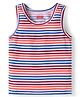 Babyhug 100 % Cotton Knit Sleeveless Sando with Stripes - Blue & Red & White