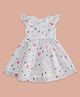 Pantaloons Junior Cotton Sleeveless Frill Detailed Floral Printed Striped Dress - Off White