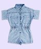Pantaloons Junior Cotton Half Sleeves Washed Playsuit - Blue