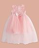 Pantaloons Junior Cotton Sleeveless Floral Printed Bow Applique Detailed Dress - Peach