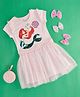 Pantaloons Junior Cotton Disney The Little Mermaid Featuring Half Sleeves Sequins Embellished Ariel Designed Dress - Pink