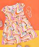 Pantaloons Junior Cotton Peanuts Featuring Cap Sleeves Snoopy Printed Dress - Pink