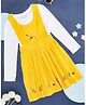 Pantaloons Junior Cotton Floral Embroidered Dungaree Dress With Full Sleeves Top - Mustard