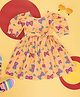 Pantaloons Junior Cotton Half Puffed Sleeves Butterfly Printed Dress - Orange