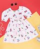 Pantaloons Junior Cotton Half Puffed Sleeves Butterfly Printed Dress - White