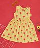 Pantaloons Junior Cotton  Sleeveless Floral Printed & Bow Applique Detailed Dress - Yellow
