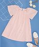 Pantaloons Junior Cambric Half Sleeves Floral & Schiffli Embroidered Dress - Pink