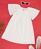 Pantaloons Junior Half Bell Sleeves Schiffli & Floral Embroidered Dress - Off White