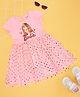 Pantaloons Junior Cotton Mattel Featuring Cap Sleeves Barbie Character & Hearts Foil Printed Dress - Pink