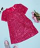 Pantaloons Junior Half Sleeves Sequin Embellished Dress With Sling Bag - Fuchsia
