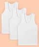 Bodycare Cotton Knit Sleeveless Solid Color Vests Pack Of 3 - White