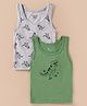Bodycare Cotton Knit Sleeveless Vests with Dino Print Pack of 2 - Grey & Green
