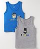 Bodycare Cotton Knit Sleeveless Vests  With Superman & Batman Print Pack Of 2 - Blue & Grey