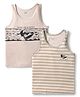 Bodycare Cotton Knit Sleeveless Vest With Surfing Print Pack Of 2 - Beige