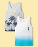 Bodycare Cotton Knit Sleeveless Vests Tropical Theme Print Pack Of 2 - Grey & White