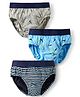 Bodycare Cotton Knit Briefs with Sea Life Print & Stripes Pack of 3 - Grey Light & Navy Blue