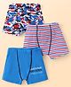 Bodycare Cotton Knit Trunks With Stripes & Camouflage Print Pack of 3 - Blue White & Red