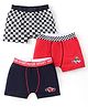Bodycare Cotton Knit Boxers wirh Race Theme Print Pack of 3 - Red Navy Blue & White