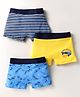 Bodycare Cotton Knit Boxers With Stripes & Skateboard Print Pack Of 3 - Yellow Blue & Black