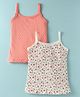 Bodycare Cotton Knit Slips With Polka Dots & Floral Prints Pack Of 2 - White & Coral