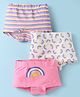 Bodycare Cotton  Knit Hipsters with Stripes & Rainbow Print Pack of 3 - Pink  & Offwhite