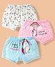Bodycare Cotton Knit Shorts With Unicorn Print Pack Of 3 - Pink White & Light Blue