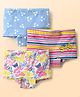 Bodycare Cotton Knit Shorts with Floral Print & Stripes Pack of 3 - Light Blue & Dark Pink