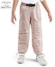 Arias Cotton Woven Full Length Trouser with Cargo Pockets & Belt Detailing - Beige
