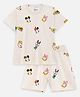 Nap Chief Cotton Mickey & Friends Featuring Half Sleeves Characters Printed Coordinating Tee & Shorts Set - Off White
