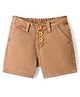 Bonfino Woven Knee Length Over Dyed Elasticated Shorts - Light Brown