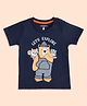 Pantaloons Baby Cotton Half Sleeves Animals Printed Tee - Navy Blue