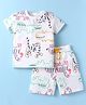 WOW Clothes Sinker Knit Half Sleeves T-Shirt and Shorts Set With Animal Print - White & Yellow