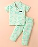 WOW Clothes Sinker Knit Half Sleeves Co-ords Night Suit with Skating Print - Light Green