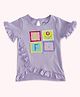 Pantaloons Baby Cotton Half Frill Sleeves Bird Printed Floral Patch Embroidered Top - Lavender