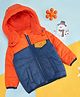 Pantaloons Baby Cotton Full Sleeves Colour Blocked Hooded Padded Jacket - Orange