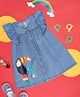 Pantaloons Baby Cotton Sleeveless Bird Printed & Frill Detailed Dress - Blue