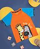 Pantaloons Baby Cotton Half Sleeves Zebra & Giraffe Printed & Embroidered Tee - Orange