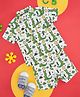 Pantaloons Baby Cotton Half Sleeves Crocodiles Printed Shirt With Coordinating Shorts Set - White & Green