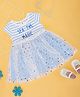 Pantaloons Baby Half Sleeves Hearts Foil Printed Striped Dress - Baby Blue