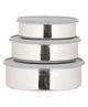 Gluman Stainless Steel Round Container for Food Storage Set of 3 (1900 + 1250 + 750) ml