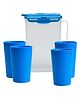 Gluman Fridge Jug with Wide-Mouth, Easy-Pour Spout and Secure Lid for Storing and Serving Beverages with 4 Glass, 2 Litres