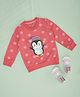 Pantaloons Baby Full Sleeves Polka Dots & Penguin Printed Sweatshirt - Red