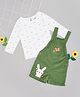 Pantaloons Baby Cotton Butterfly Embroidered Dungaree With Full Sleeves Floral Printed Tee - Green