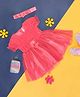 Pantaloons Baby Cotton Half Sleeves Floral Applique Detailed Dress With Headband Set - Coral