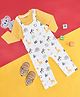 Pantaloons Baby Cotton Baby Animals Printed Dungaree With Full Sleeves Tee - Yellow