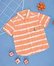 Pantaloons Baby Rayon Half Sleeves Boat Patch Detailed Striped Shirt - Orange