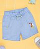 Pantaloons Baby Cotton Boat Embroidered Shorts - Sky Blue