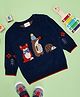 Pantaloons Baby Full Sleeves Animals Printed Sweater - Navy Blue